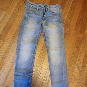 American Eagle Distressed Skinny High Waisted / Rise Jeans Jeggings Womens 8